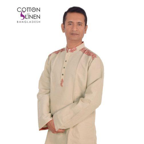 Khaki Goldenish Brown and Misty color Brown Embroidered Cotton Boys Panjabi