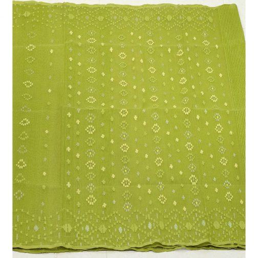 Olive Green Handlooms Jamdhani Sharee - Image 2